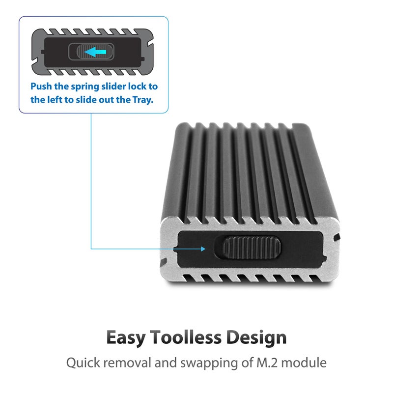 Vantec M.2 Nvme SSD to USB 3.1 Gen 2 Type C Enclosure with C to C Cable, Space Gray Color, ID5 (NST-205C3-SG) - Image 3